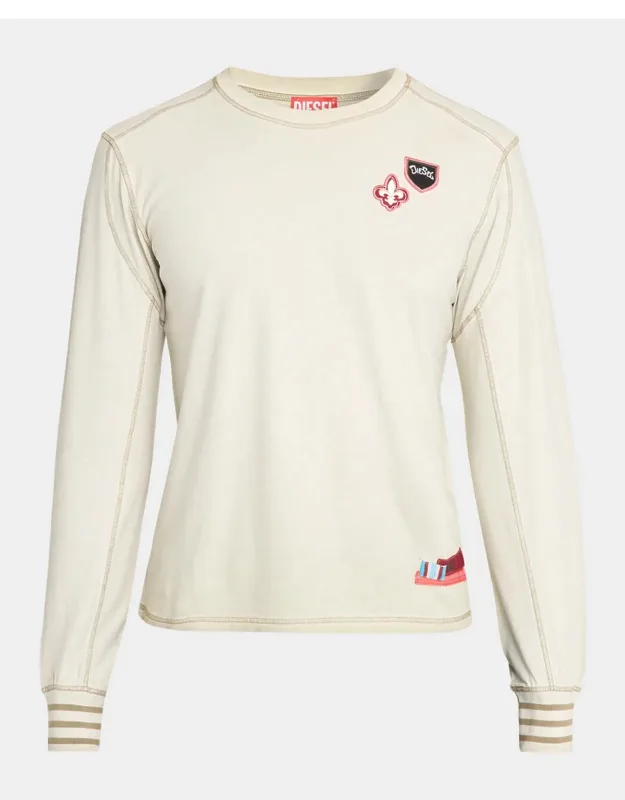 Patchwork Long-sleeve Crewneck T-shirt