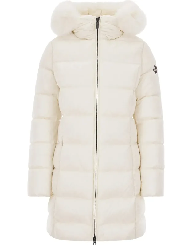 Hooded Fur-trimmed Long Down Coat