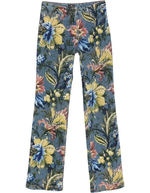 Floral-print Jeans