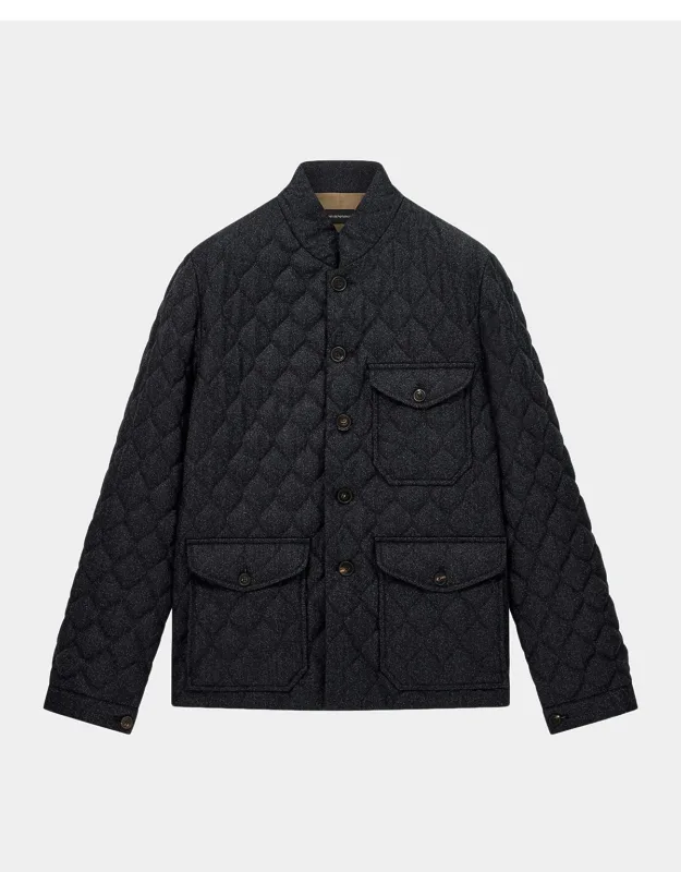 Wool Quilted Stand-collar Jacket