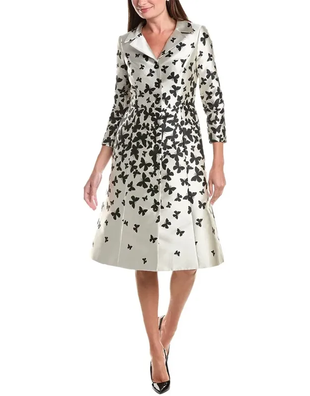 Mikado Butterfly Pattern Coat Dress