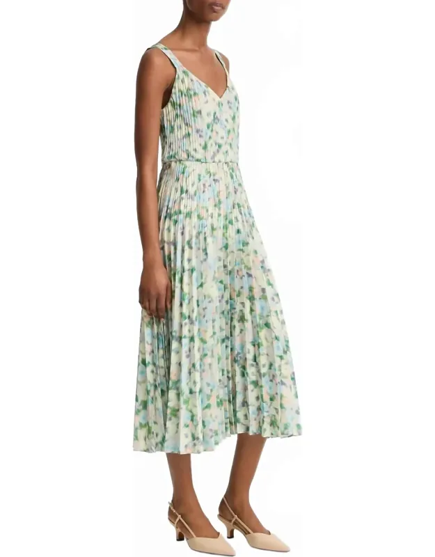 Painted Garden V-neck Pleated Dress
