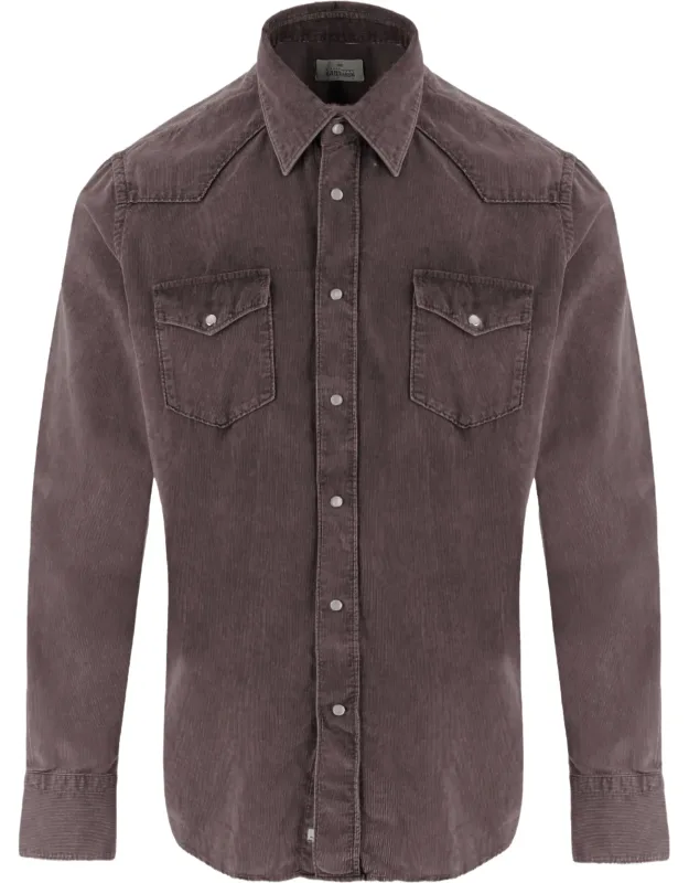 Ribbed Cotton Pointed Collar Casual Shirt