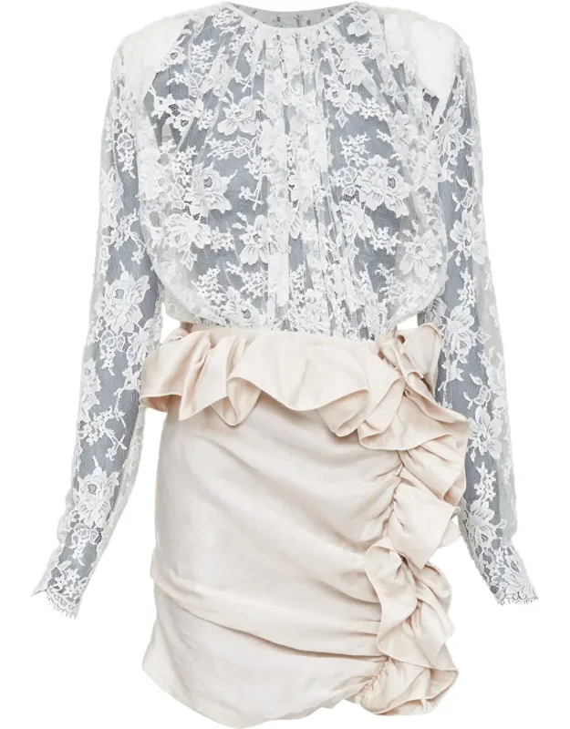 Floral Ruffle Satin Mini Dress