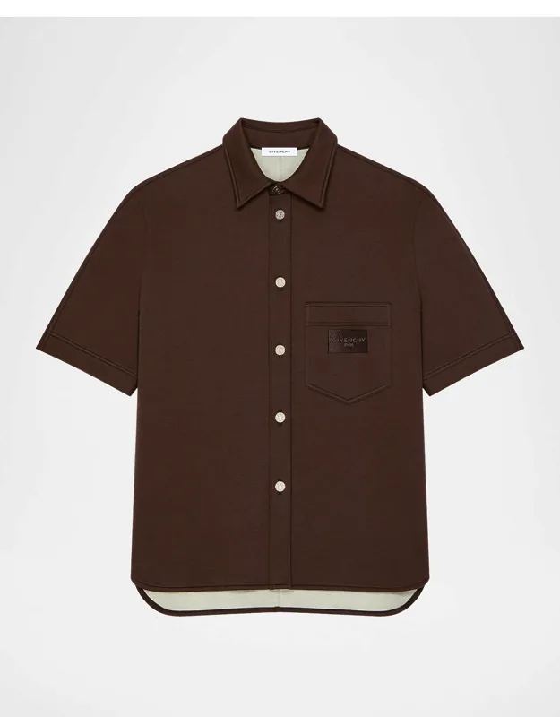 Pocket-label Cotton Short-sleeve Shirt