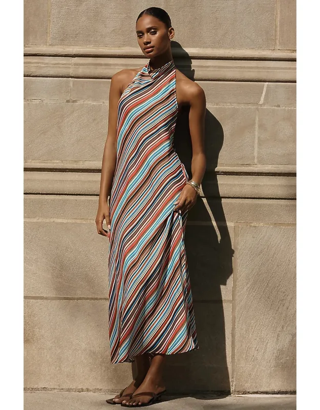 Satin Halter Midi Dress