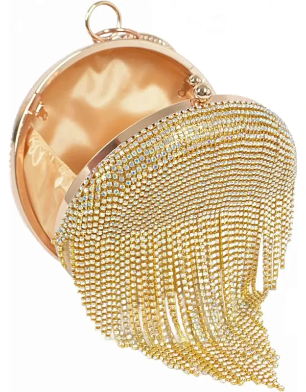 Stingy Studded Fringe Round Clutch Purse