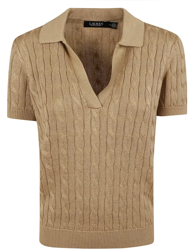 Cable-knit Cotton Polo Shirt