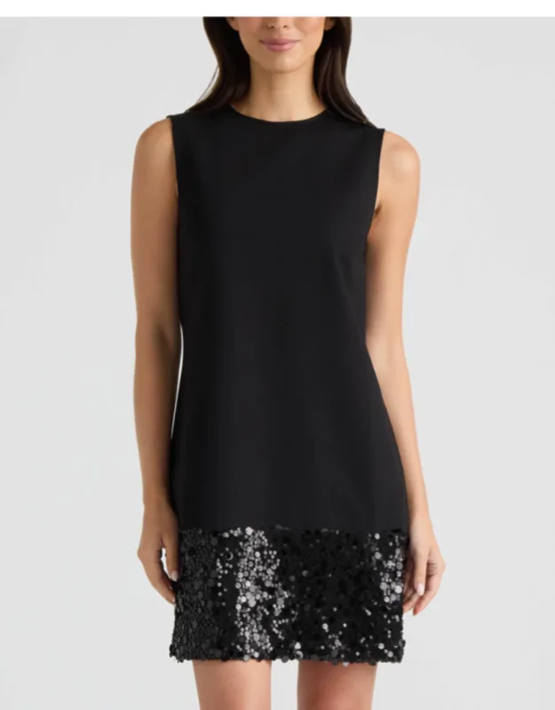 Sleeveless Dress With Sequin Insert