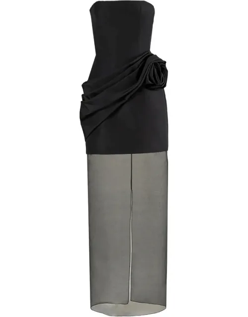 Strapless Gown With Sheer Organza Skirt
