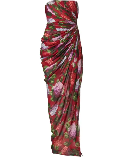 Strapless Draped Maxi Dress