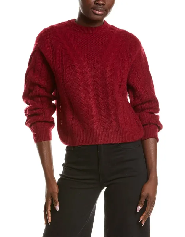 Airy Cable Crewneck Cashmere Sweater
