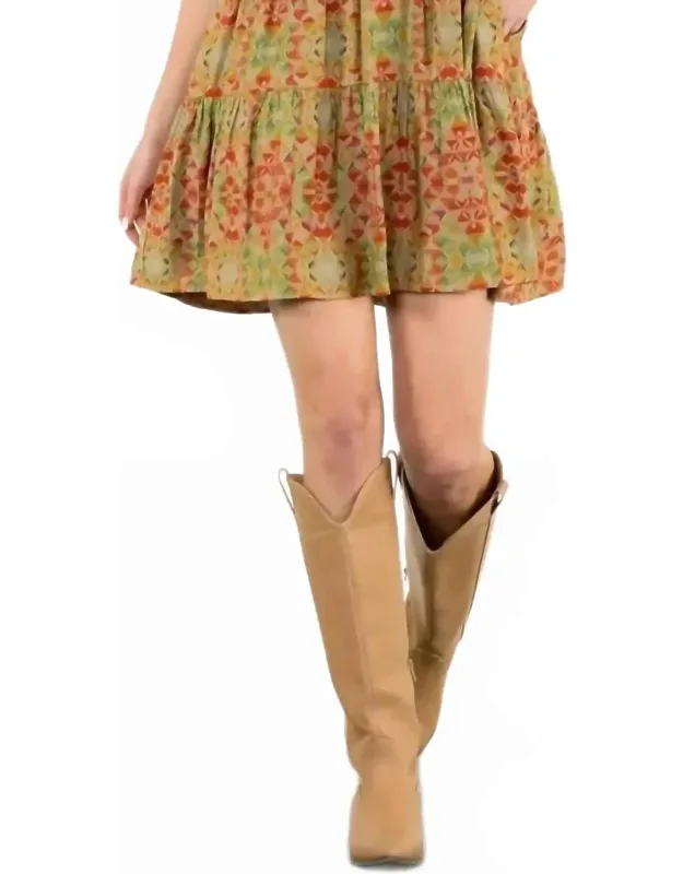 Puff Sleeve Printed Dress