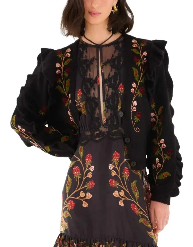 Berry Embroidery Knit Wool & Alpaca-blend Cardigan