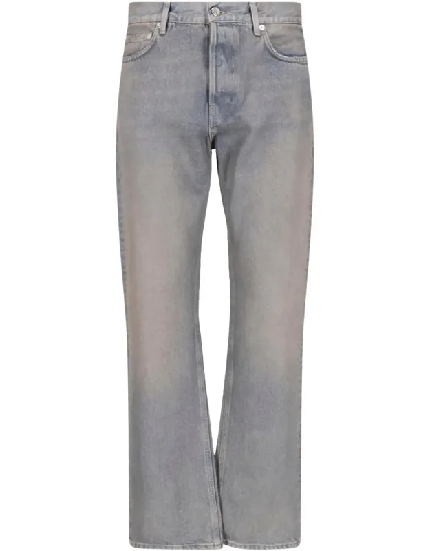 Vintage Faded Wash Straight-leg Jeans