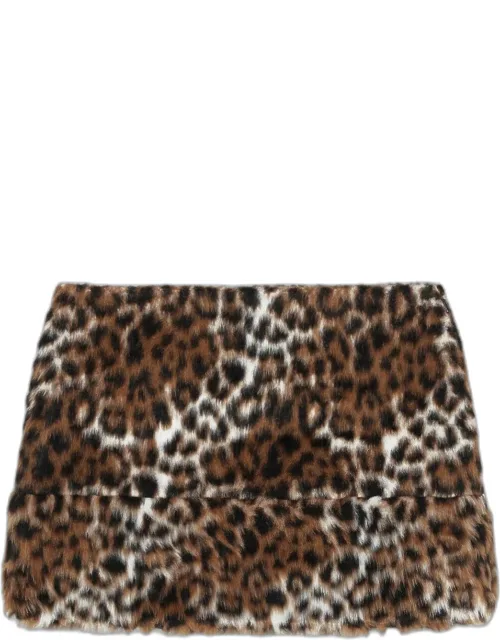 Faux Fur Leopard Mini Skirt