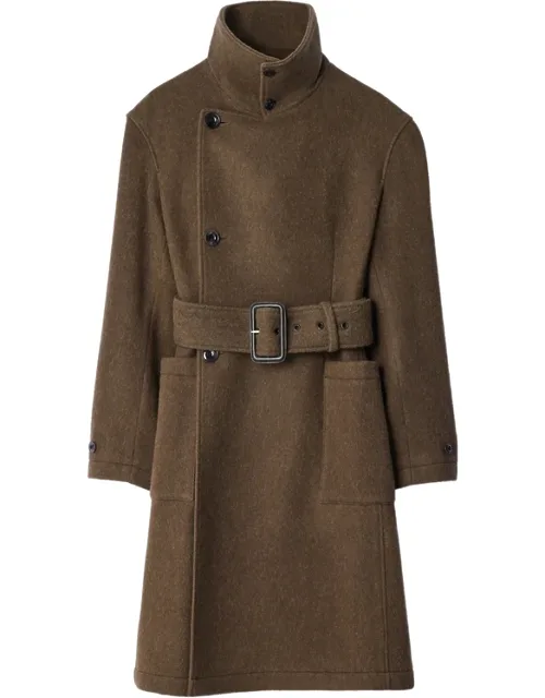 Fitted Wrap Coat In Felted Wool And Alpaca Blend