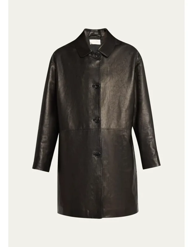 Leather Single-breasted Coat