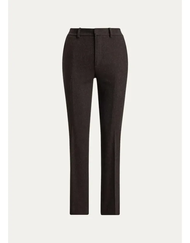 Wool Herringbone Tapered-leg Ankle Pants