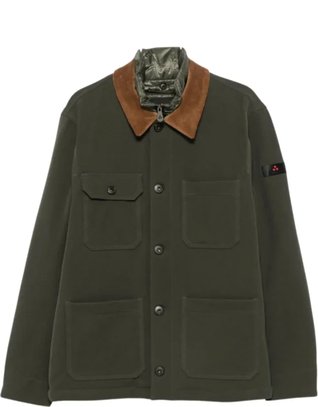 Coat With Contrasting Corduroy Collar And Patch Pockets