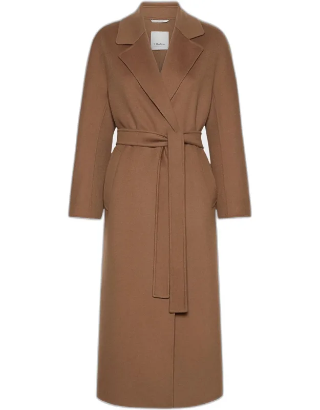 Wrap-front Wool Broadcloth Coat