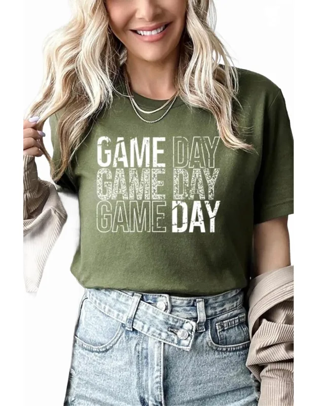 Football Tee Game Day Stack Graphic Top