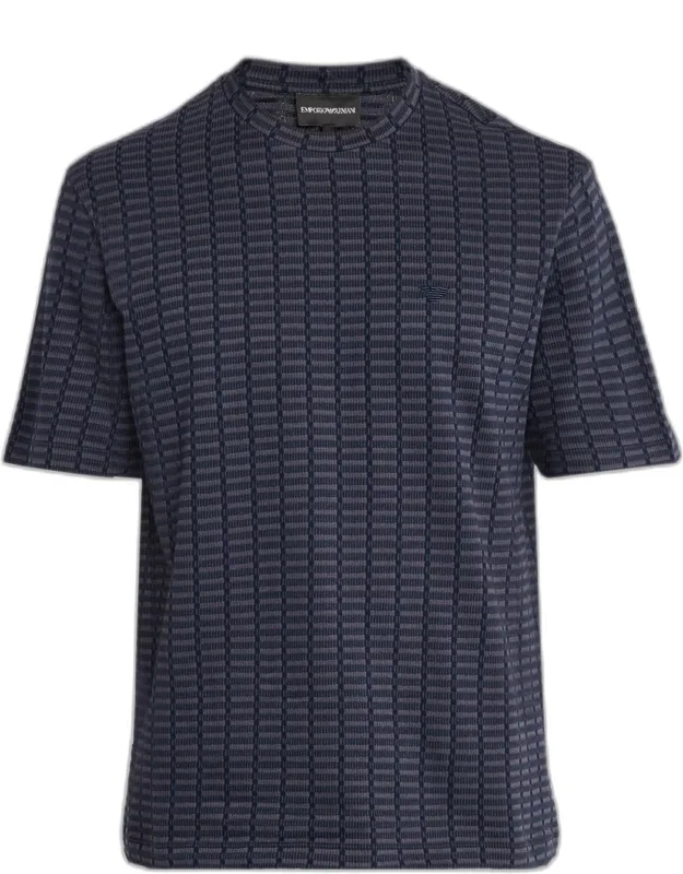 Micro-rectangle Jacquard Crewneck T-shirt