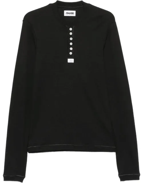 Henley-neck Long-sleeve T-shirt