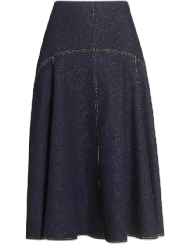 Triangle Denim Midi Skirt