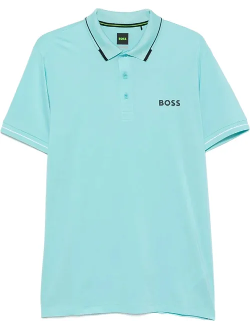 Logo-print Polo Shirt With Tipped Collar And Ribbed Cuffs