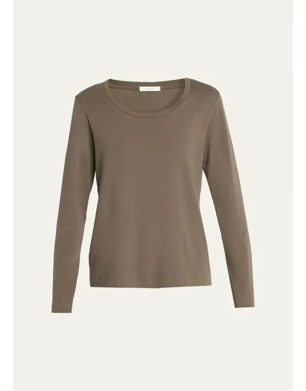 Scoop-neck Cotton Jersey Long-sleeve T-shirt