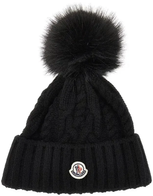 Cashmere And Wool Beanie Hat With Logo Patch
