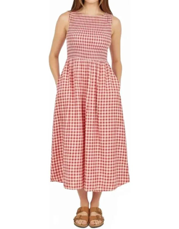 Apple Butter Gingham Midi Dress