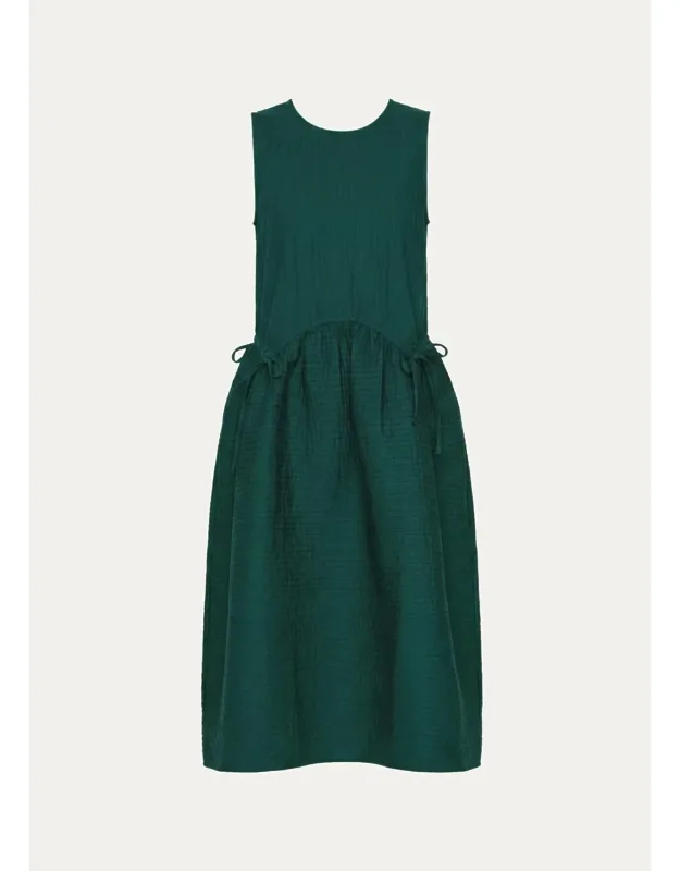 Drawcord Sleeveless Midi Dress