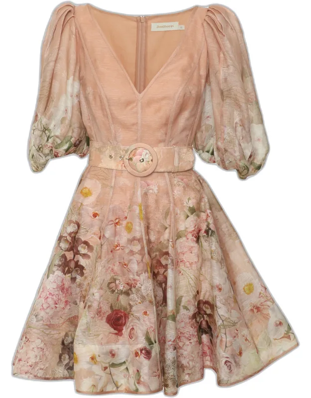 Floral Print Silk Blend Mini Dress