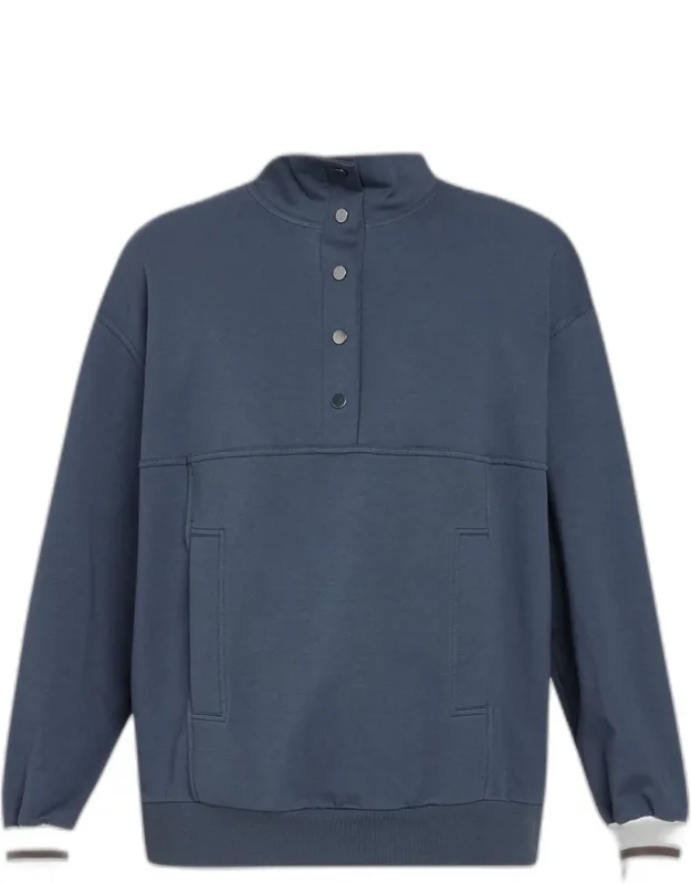 Cotton Jersey Henley Sweatshirt