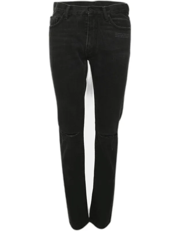 Faded Distressed Denim Slim Fit Jeans
