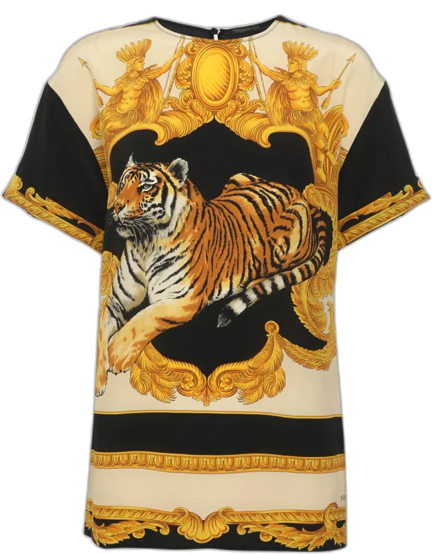 Tiger Printed Silk Top