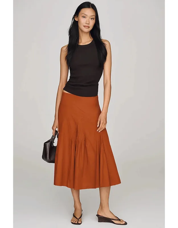 Pintuck Midi Skirt
