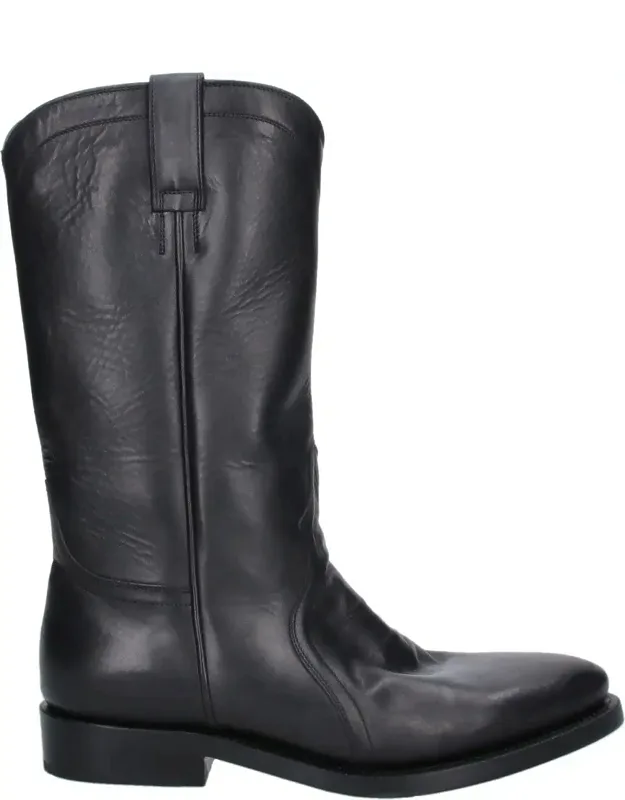 Mid-calf Calf Leather Slip-on Boots
