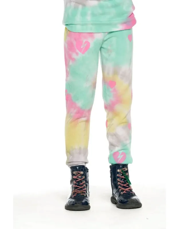 Tie Dye Bolt Heart Hacci Sweatpants