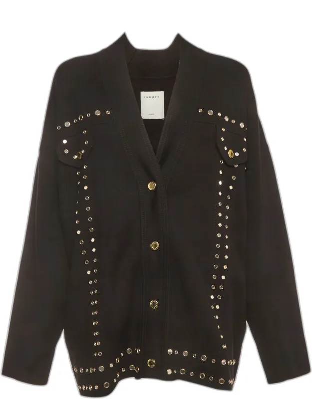 Studded Knit Button-up Cardigan