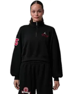 Fleece Cropped Quarter-zip Top