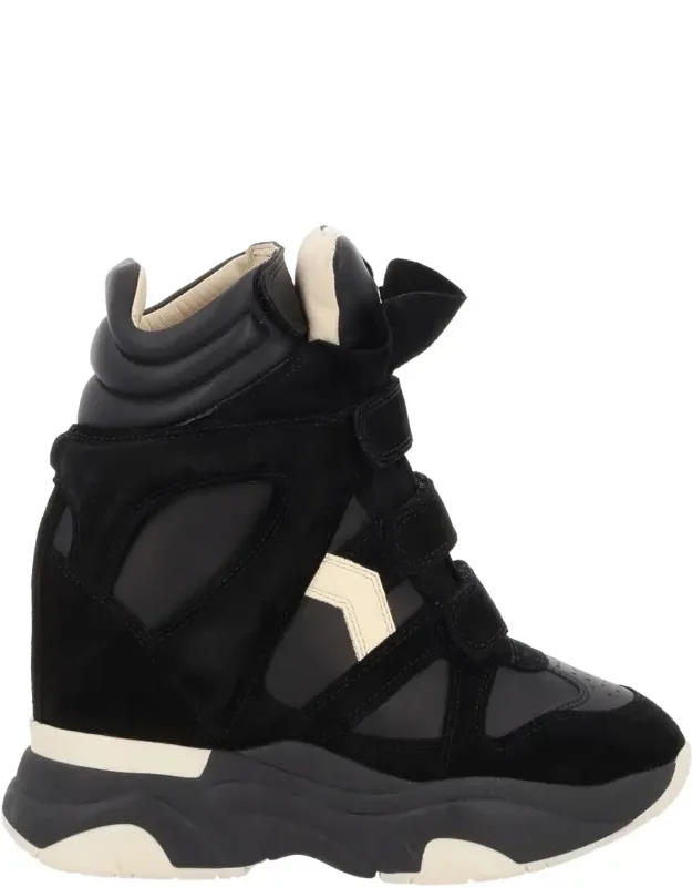 High-top Layered Leather Sneakers