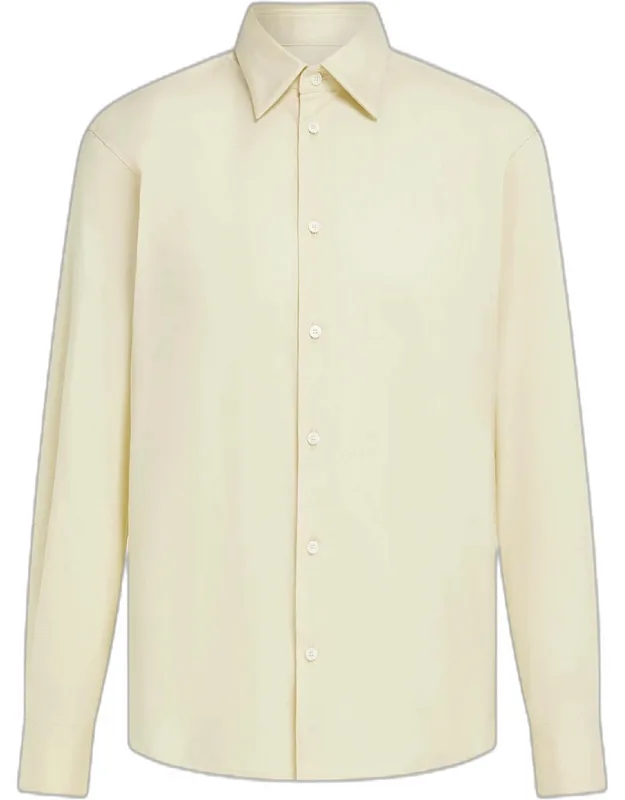 Cotton-nylon Stretch Point Collar Sport Shirt