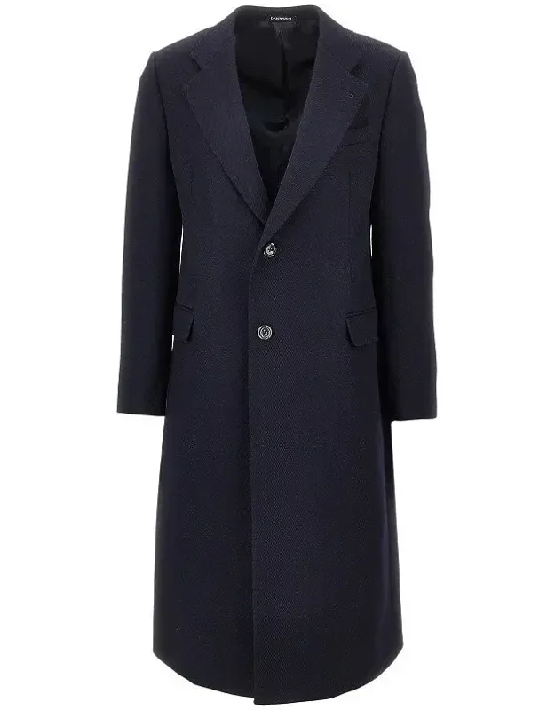 Wool Tricotine Single-breasted Coat