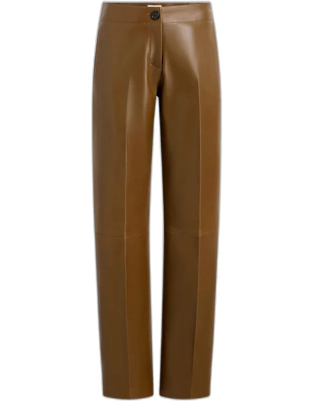Mita Nappa Leather Barrel-leg Trousers