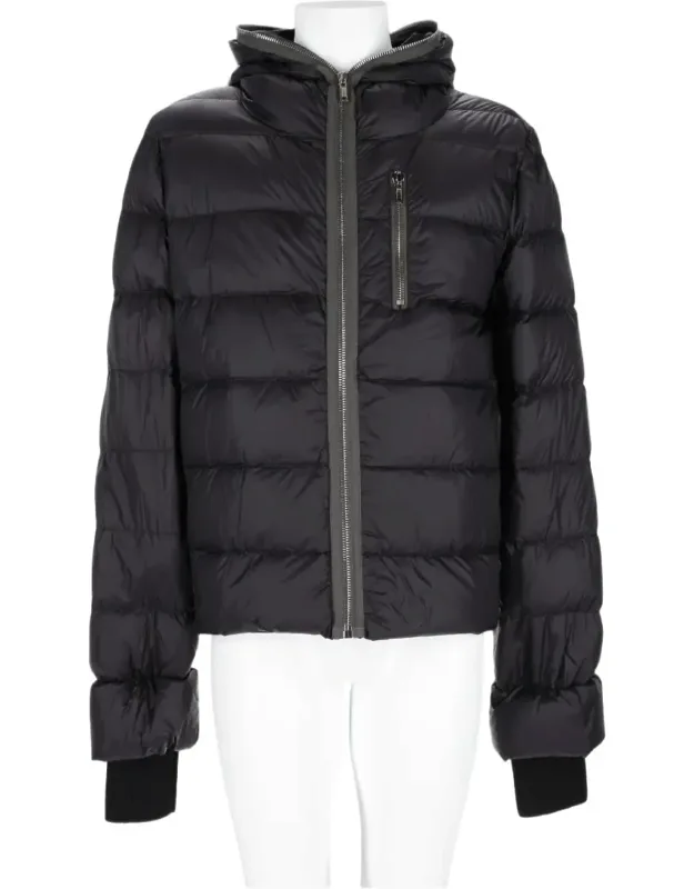 Puffer Jacket With Horizontal Quilting And Zippered Chest Pocket