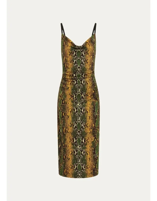 Claudia Snakeskin-print Midi Slip Dress