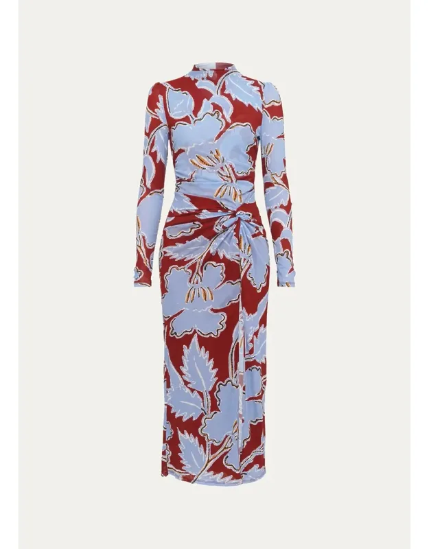Floral-print Mesh Midi Dress